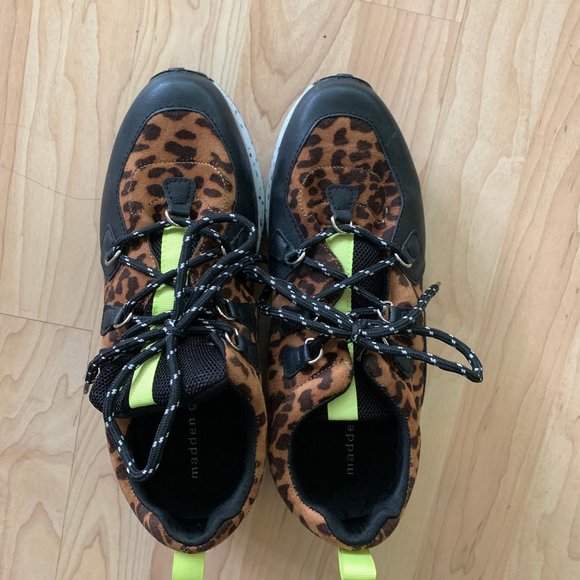 Madden Girl Akima leopard print and neon yellow sneakers - size 9 - worn once - Picture 2 of 4